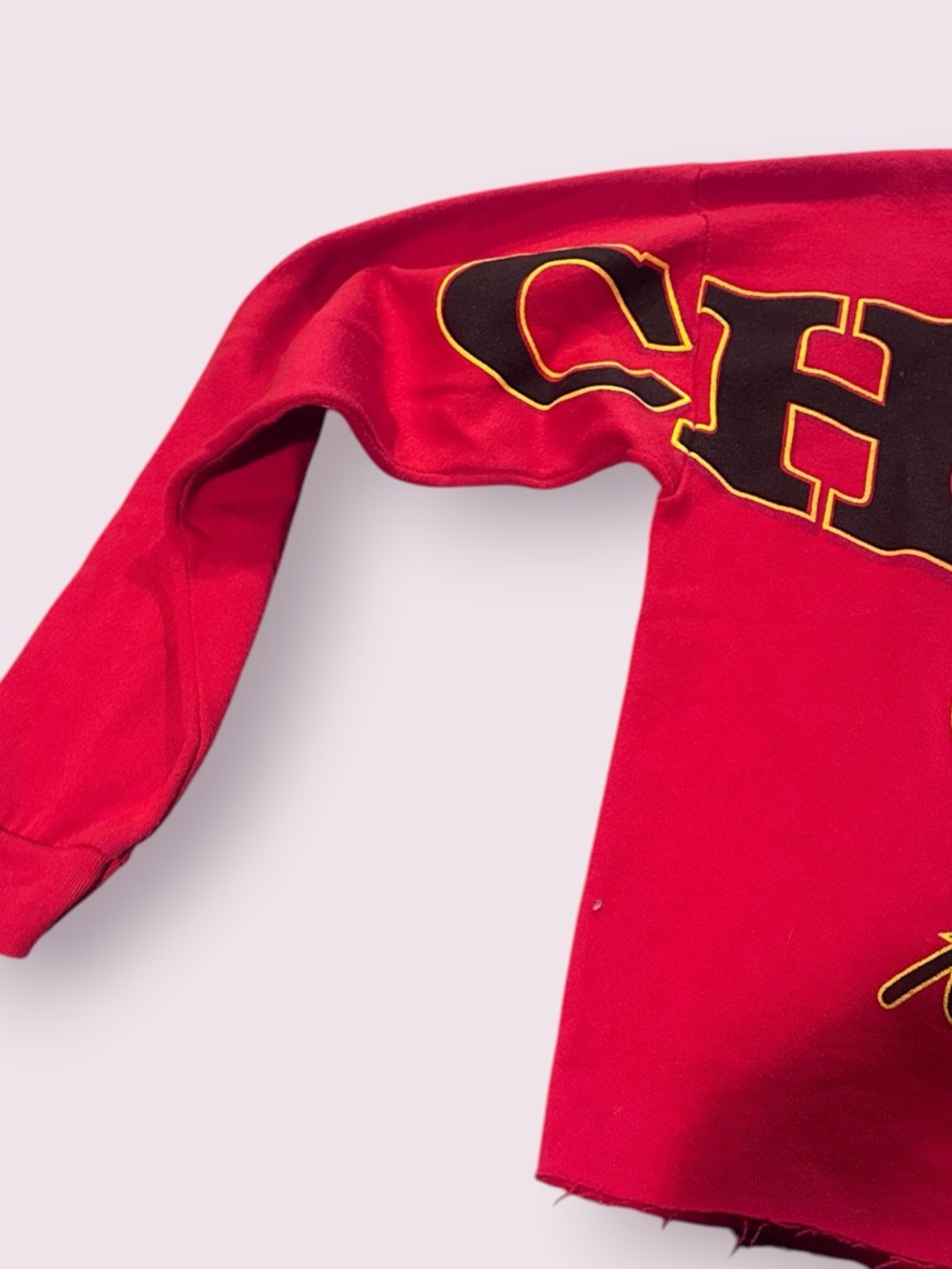 Vintage 90's Kansas City Chiefs Sweatshirt Cutoff With Large Logo Size L/XL - Picture 12 of 14